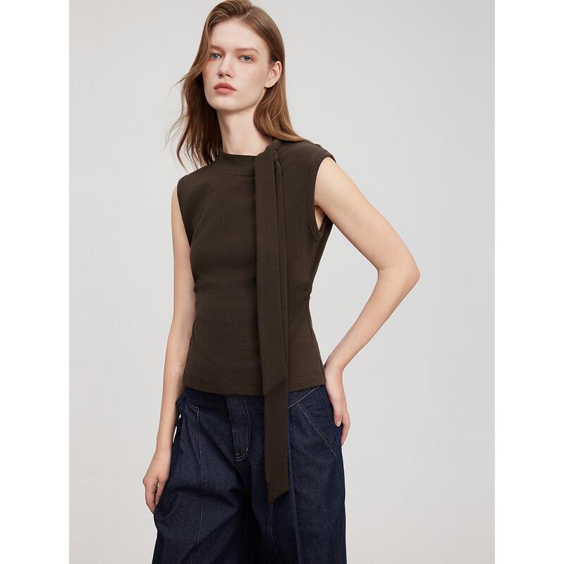 ELLE Tie-Strap Stand Collar Sleeveless Top