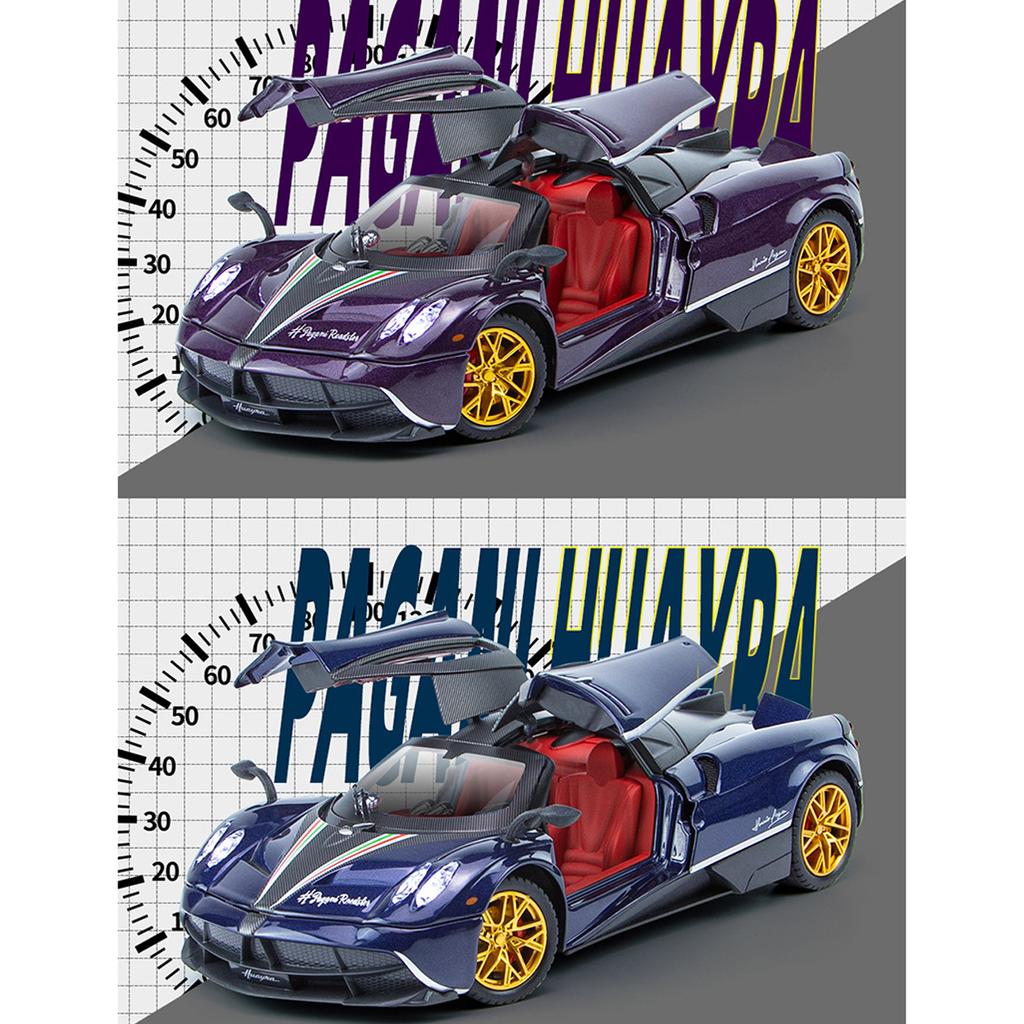 1/24 Scale Huayra Diecast Car Model Toy, Pull Back Toy Vehicle with Sound and Light for Kids Toddler Boys Girls Gift Collection