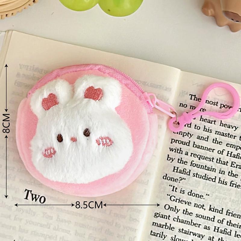 Cartoon Rabbit Bear Chicken Frog Plush Coin Purse Pouch Animal Wallet Children Zipper Coin Bag  Earphone Storage Bag