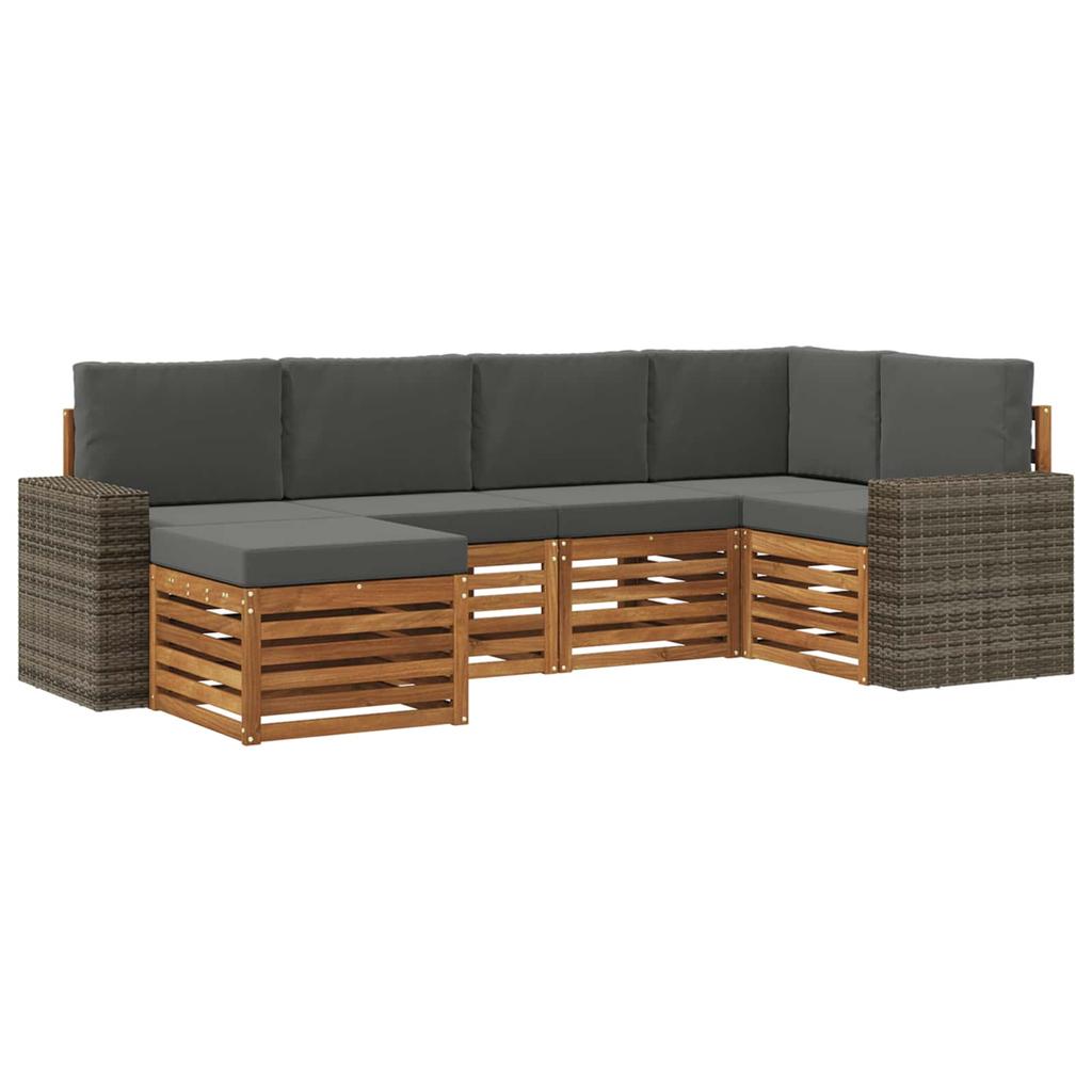 Corner Sofa Set with Cushions 6 Pcs Natural and Anthracite