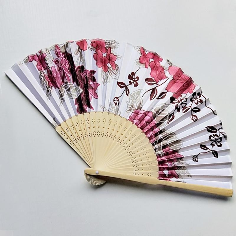 Large Folding Hand Fan Vintage Floral Fan for Women Girls Wedding Festival Dance Gift Performances Home Decorations