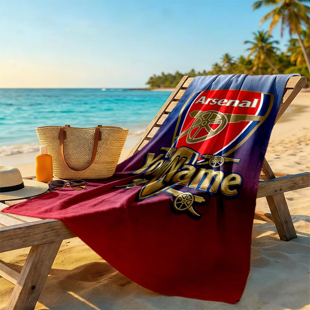 Arsenal F.c. Customize Your Name Beach Towel Super Soft & Absorbent Perfect for Traveling Yoga Camping and Swimming