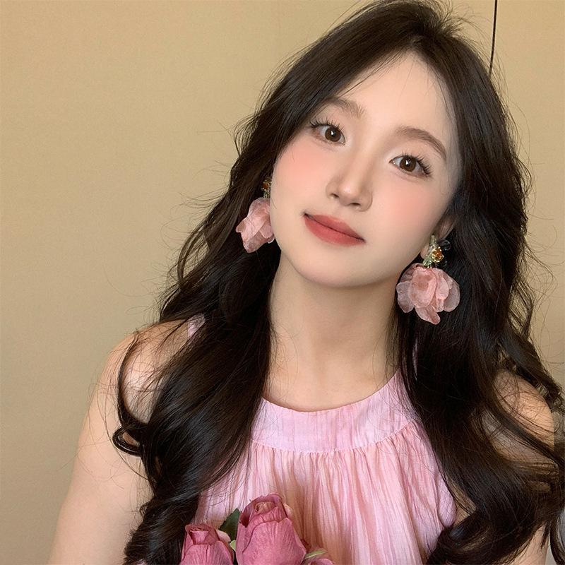 

Серьги-цветы из шелковой ткани в стиле отпуска для женщин 1 pair розовый