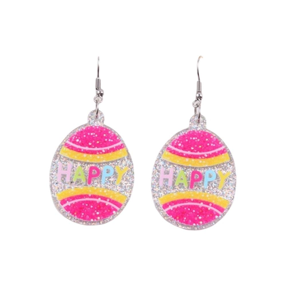 Acrylic Bunny Pendant Earrings Cartoon Easter Egg Dangle Earrings Fashion Easter Egg Earrings  Men