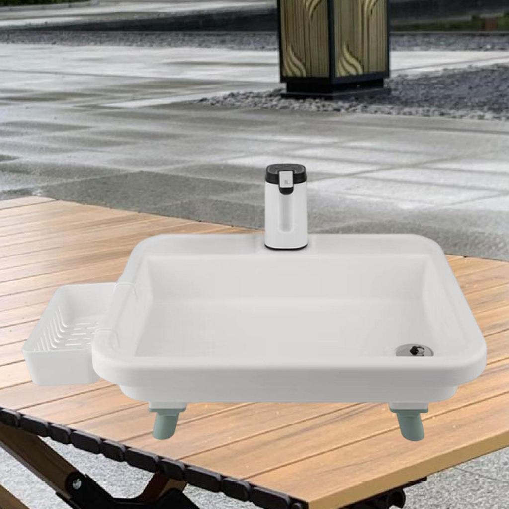 Outdoor Portable Sink Basin with Electric Pump Adjustable High Legs and Drainage Hose for Travel