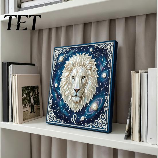 Adults Faux Pearl Painting Kit DIY Kit, 12 Constellation Rhinestone Art Set for Beginners Beginners, Handmade Wooden Frame Fake Wall Decoration
