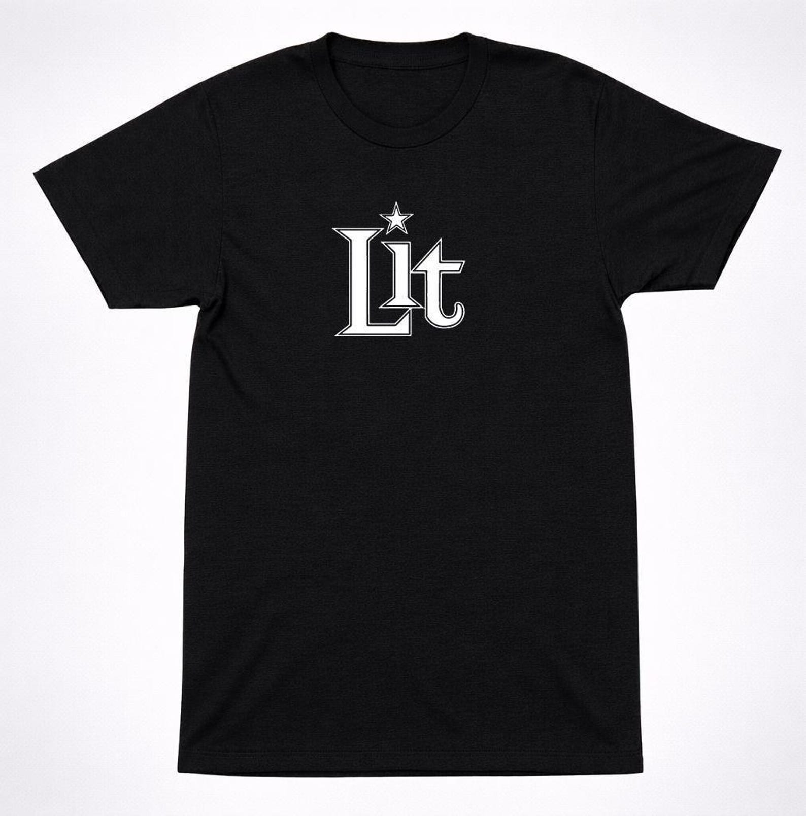 Lit Star Logo Shirt - 90s Alternative Rock Minimal Black Tee 3XL