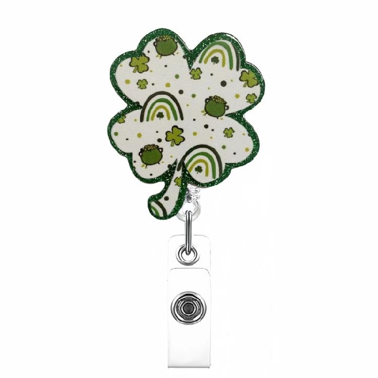 Patrick's Day Badge Holder Retractable Badge Reel with Metal Pocket Clip Doctor Nurse Badge Holder for Office