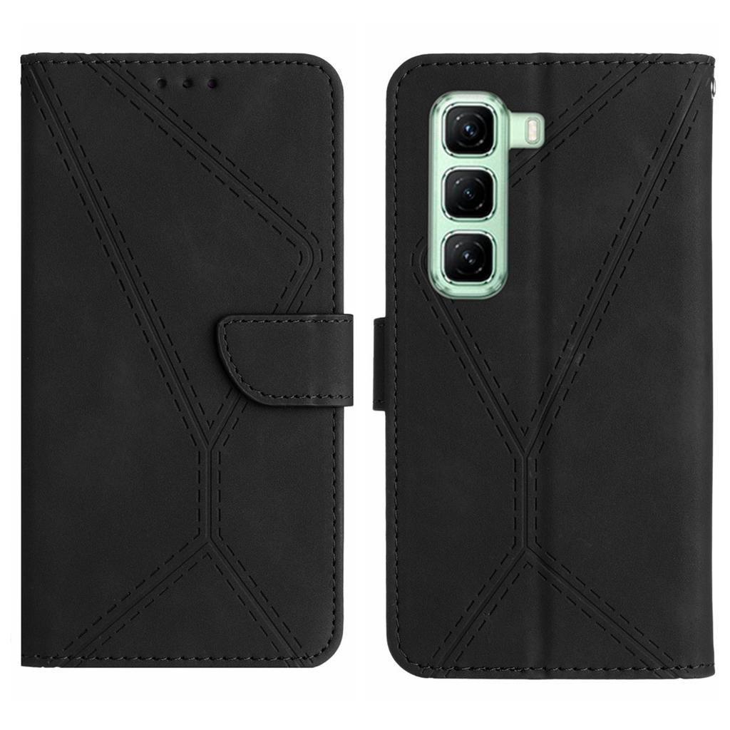 For Infinix Hot 50 4G Case Skin Touch Lines Imprinted PU Leather Flip Phone Cover