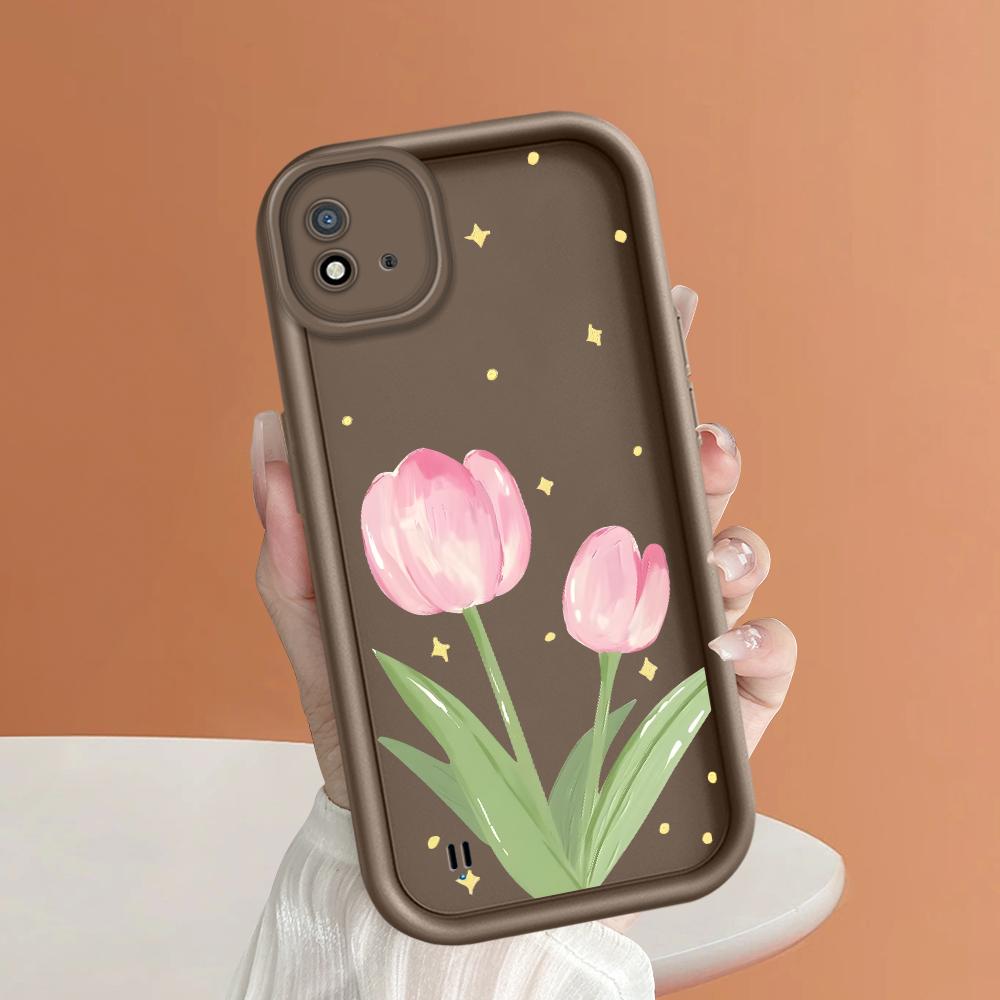 Soft Silicone Square Ladder Printing Pattern Phone Casing Full Cover Camera Shockproof Protection Rubber Case for OPPO Realme