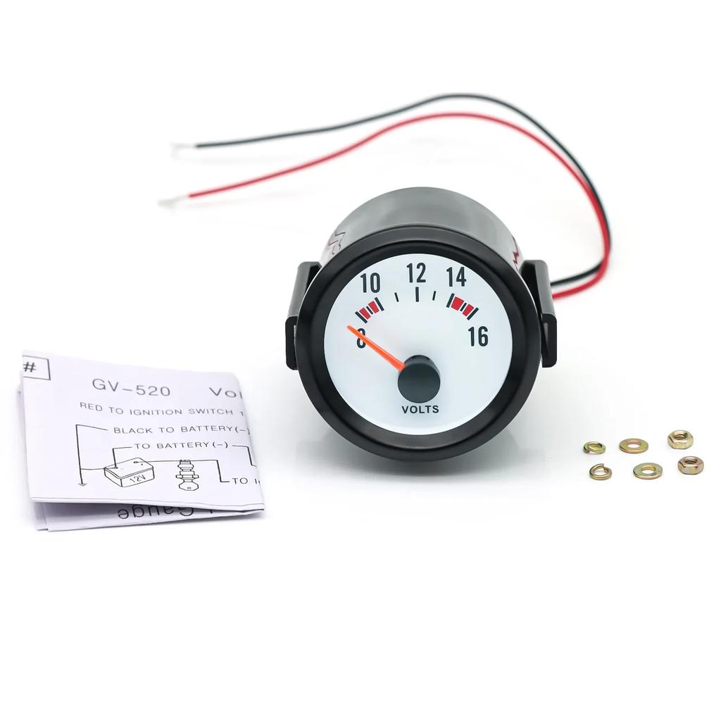 Universal 52MM Car Gauge Voltmeter 8-16V Voltage Gauge For 12V Gasolines Engine Car Accessories Volt Gauges 2" Volts Meter