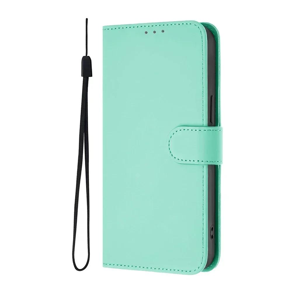 Solid Color Wallet Case for OPPO Find X7 Ultra X6 Pro X5 Lite A17 A18 A36 A38 A58 A78 A79 A96 A98 Card Holder Strap Phone Cover