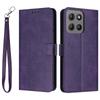 Wallet Case for Moto G17 - Leather/PU, Purple, With Lanyard