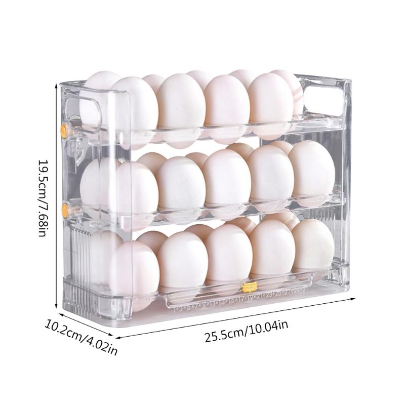 Stackable Egg Holders for Refrigerator,Clear 3x10 Egg Tray Storage Box Dispenser