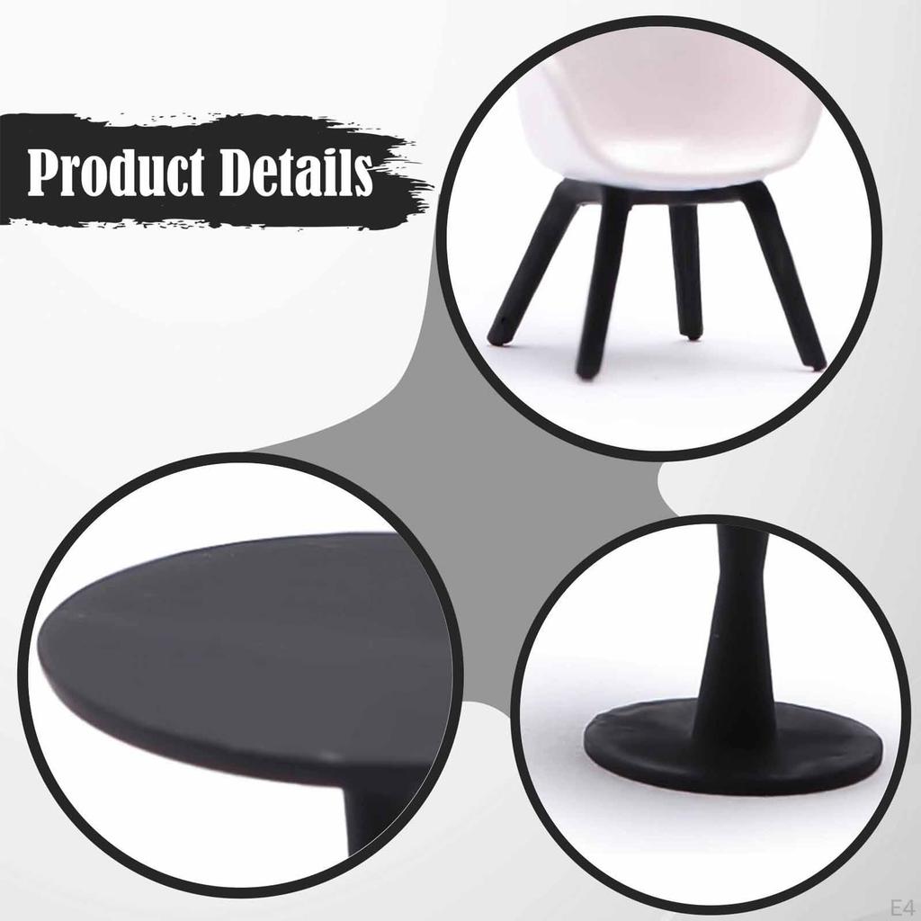 1/64 Miniature Table Chair Set Mini Furniture Model Decoration Creative Tiny Resin Modern Desk
