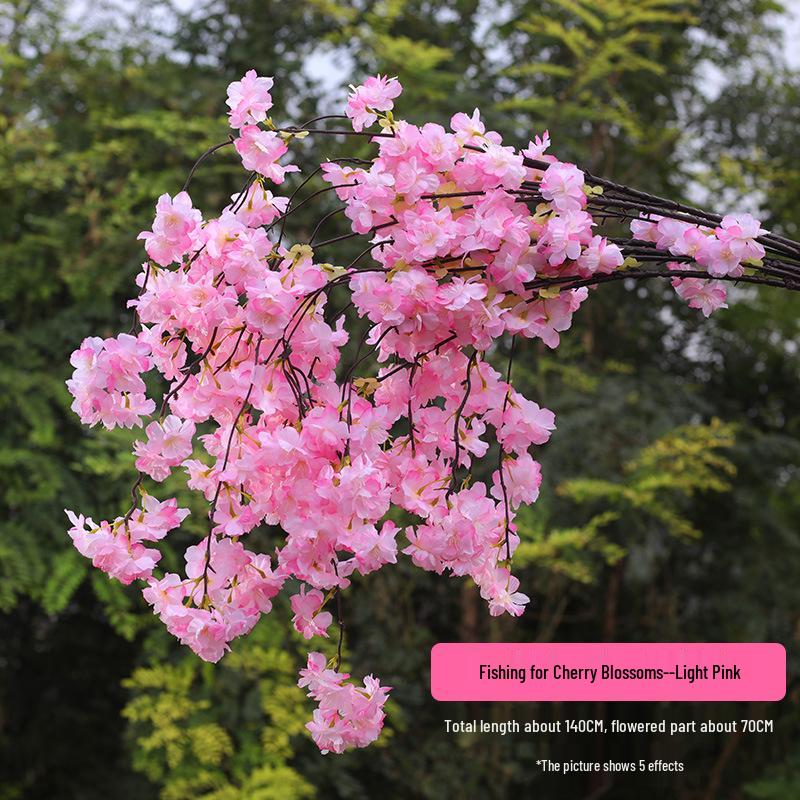 Silk Cherry Blossom Branch Artificial Vine: Floral Decoration for Weddings and Indoor Spaces