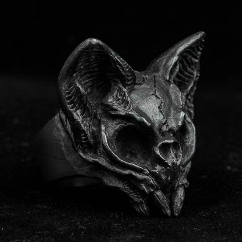 

Rebellious Punk Gothic Men s Calvarium Satanic Skull Ring Men Motorcycle Stainless Steel Biker jewellery Halloween Gift 13&US SIZE