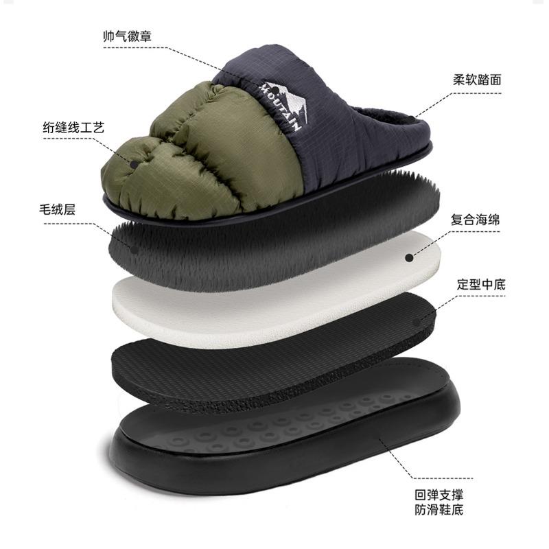 Men's cotton slippers men's autumn and winter home indoor thick bottom waterproof and non-slip plush winter warm slippers women
