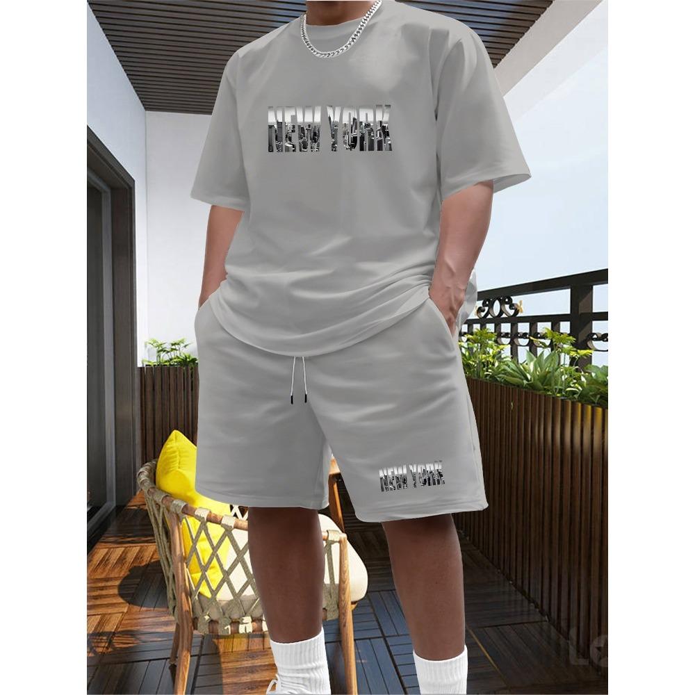 Summer Sportswear Men's Suit Fashion Two Piece Sports Fitness Running Casual Quick Drying Short Sleeved Shorts Set Men