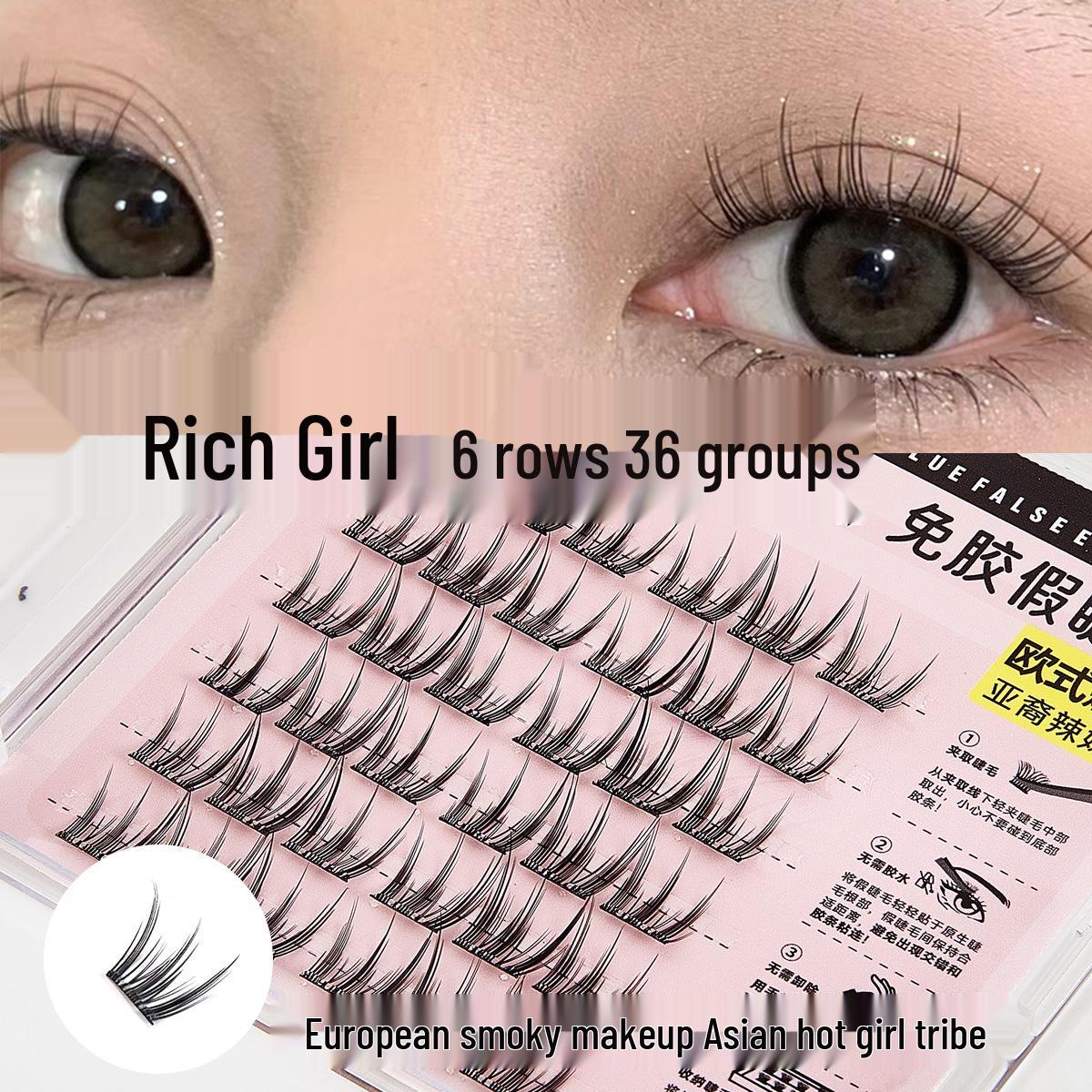 

JONBOS Self-Adhesive 5D Baby Curl False Eyelashes - No Glue Needed, Natural Single Clusters, Dense Style