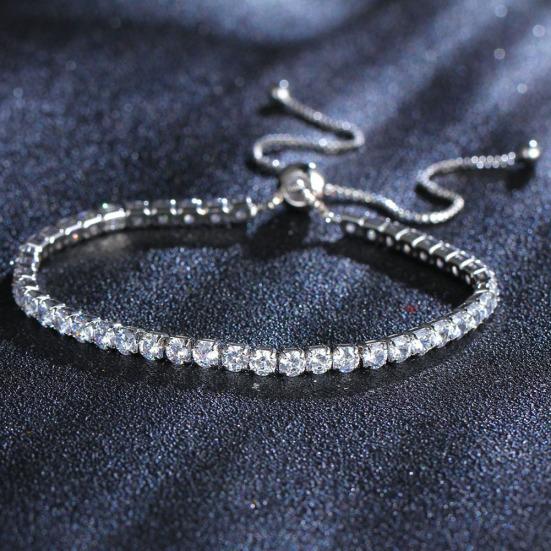 Luxury Cubic Zircon Single Row Pull Slider Bracelet Women Adjustable Bangle