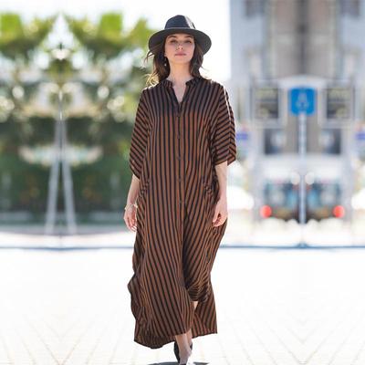 Casual Bikini Cover-ups Blue Tunic Sexy Striped Front Open Summer Beach Dress Elegant Women Beach Wear Swim Suit Cover Up