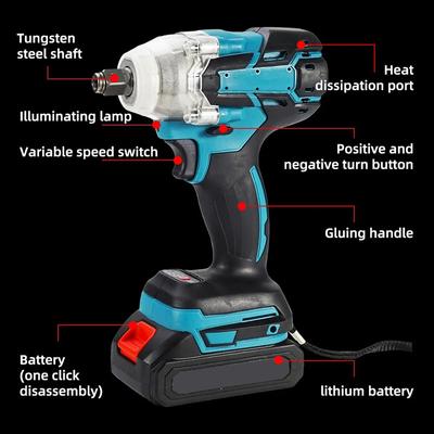 350N.m Cordless Electric Impact Wrench Brushless Electric Wrench Hand Drill Socket Power Tool For Lithium Battery Auto Repair