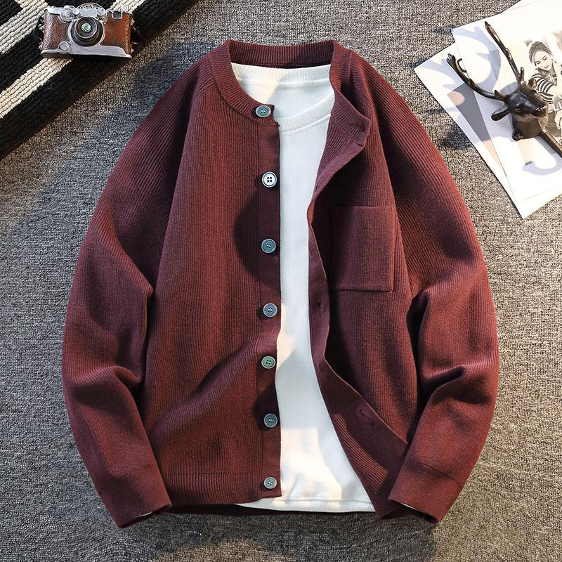 

Чоловічий в язаний кардиган-жакет Осінь-Зима Ретро Вільний Однотонний На Ґудзиках З Довгим Рукавом Верх L червоний