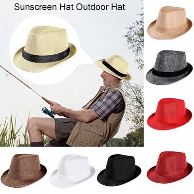 Gorra de gángster unisex para playa, sol, banda de paja, sombrero para el sol