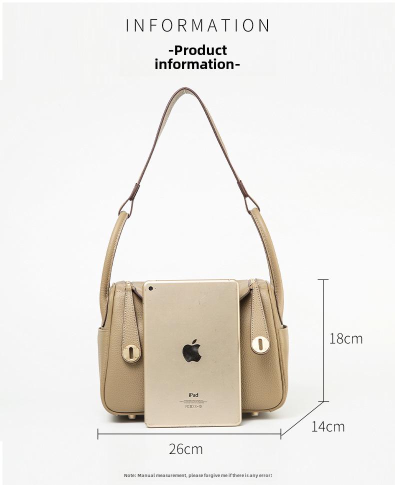 2024 Genuine Leather Lindy Handbag: Stylish, Large-Capacity Shoulder Bag for Women