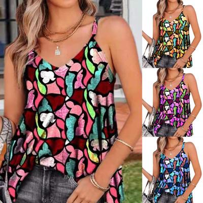 Dámske plážové oblečenie Crop Top Vest s výstrihom do V a výstrihom na špagety