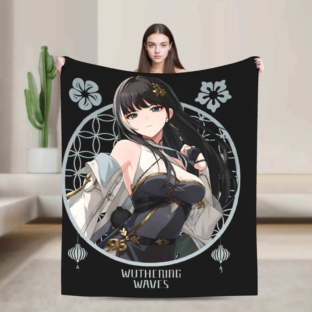 Warm Soft Blankets Camping Iuno Wuthering Waves Game Throw Blanket  Flannel Bedspread For Bedroom Fluffy Sofa Bed Cover