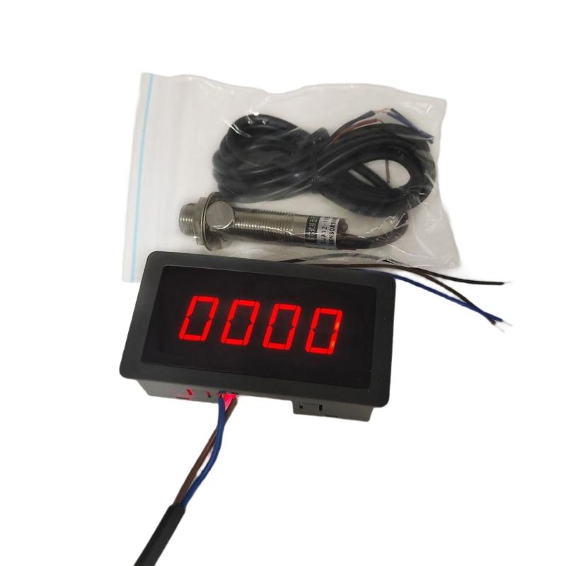 Digital LED Tachometer Speed Speed Meter with Hall Sensoring & NPN Proximity Switches Motor Speed Gauge 220V for Lathes