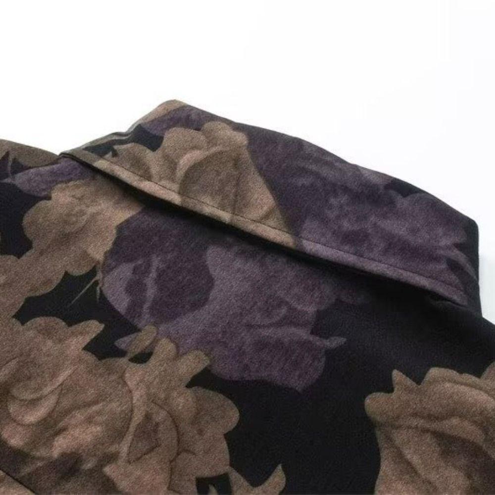 Loose Beachwear Shirts Men V-neck Short Sleeve Shirts All Match Women Flower Blouse Summer