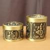 Brass Tea Can Fine Carving Sealed Can Office Study Creative Auspicious Baifu Tea Can Pure Copper Ornament