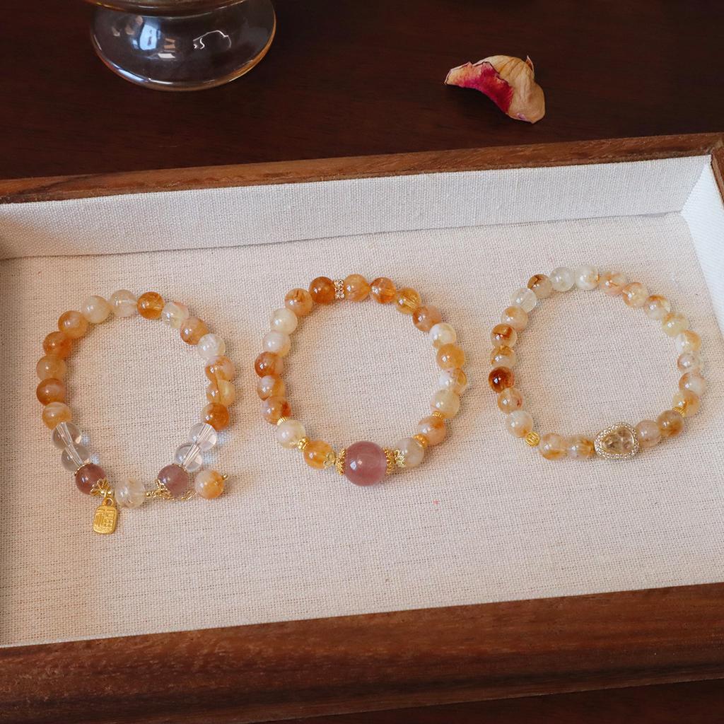 New Chinese Citrine Beaded Bracelet Strawberry Crystal Bracelet Bangles Women Fashion Jewelry Accessories Gift