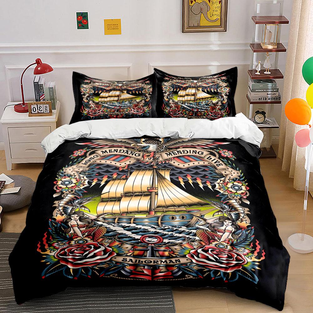 

Sailing ship, mermaids, roses. Bedding sets Duvet cover sets Duvet covers Pillowcases(1 * Duvet Cover 2 * Pillowcases without duvet insert) 135x200cm