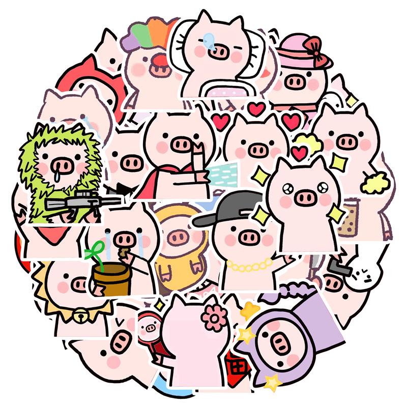

51-Piece Celebrity Piggy Sticker Set for Journals, Cars, Graffiti, and Suitcases - Fresh Designs Assorted 4-8cm