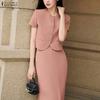Women Short Sleeve Blouse and Skirts Summer Two Piece Suit Sets