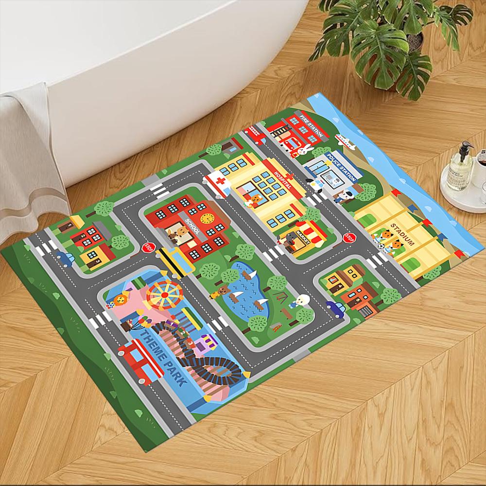 City Adventure Playground Non-Slip Home Carpet Design for Office Decor Living Room Bedroom Gift