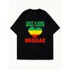 Oversized T Shirt Black Just A Girl Who Loves Reggae With Rasta Heart Print Casual Streetwear For Women Music Festival Party Wear