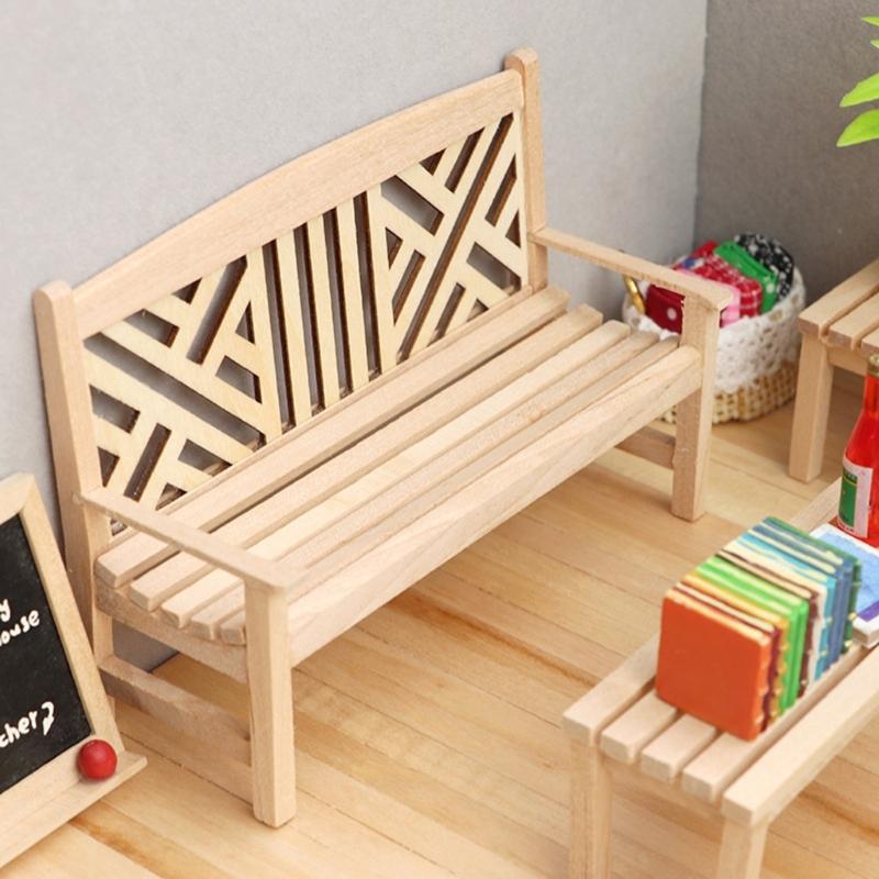 Realistisches Holz Zakka Realistisches Rollenspiel für Kinder Rollen-Ausstellungsbänke Stuhlmodell Spielzeugstuhl 1:12 Puppenhaus