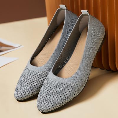 Solid Colour Knitting Flat Shoes for Women Female Casual Ballet Flats Footware Breathable Mesh Comfort Loafers