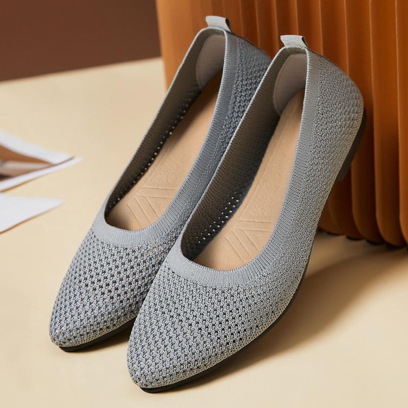 Fashion Solid Colour Knitting Flat Shoes for Women Fashion Female Casual Ballet Flats Footware Breathable Mesh Comfort Loafers