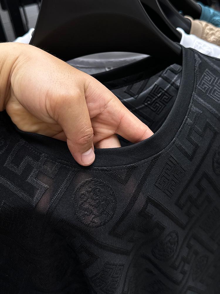 Men’s 2024 Summer Ice Silk Printed Round Neck T-Shirt