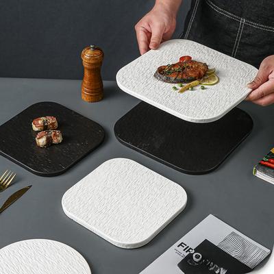 Ceramiczny Talerz Obiadowy na Stek Zachodni Wołowina Włoski Makaron Warzywa Czarny Biały Płaski Talerz Kuchenny Resturacja Hotel Naczynia Stołowe
