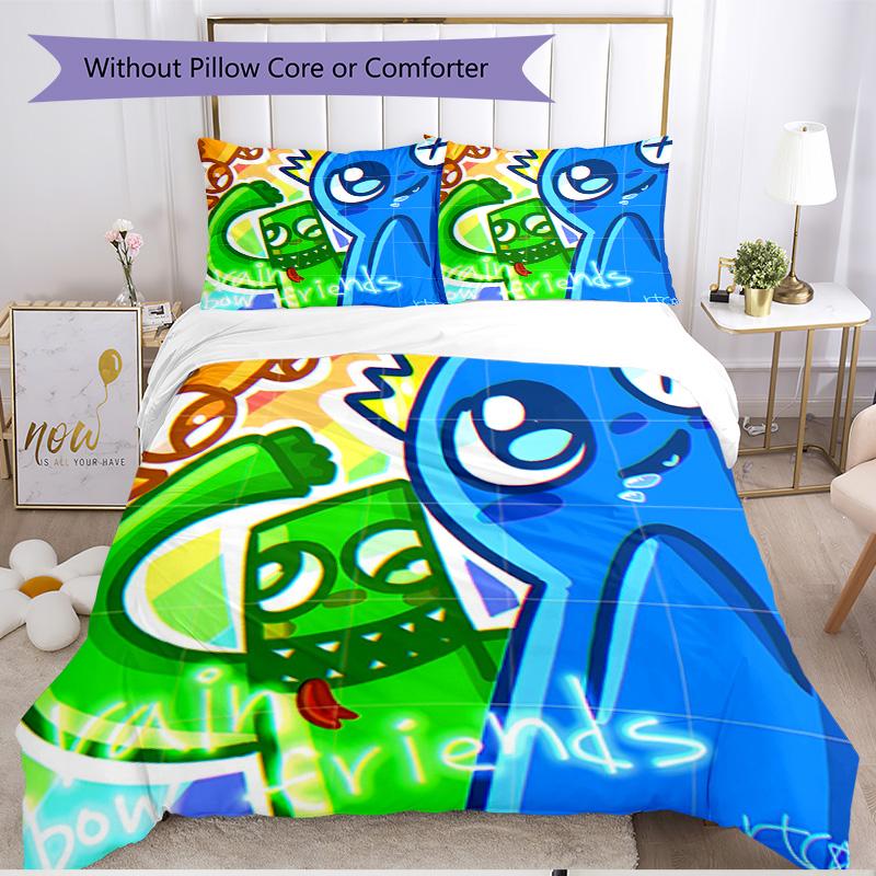 3pcs Duvet Cover Set (1*Duvet Cover + 2*Pillowcase, Without Core), Game Rainbow Friends Print Soft All‑Season Bedding Set, Home Bedroom Decor Gift