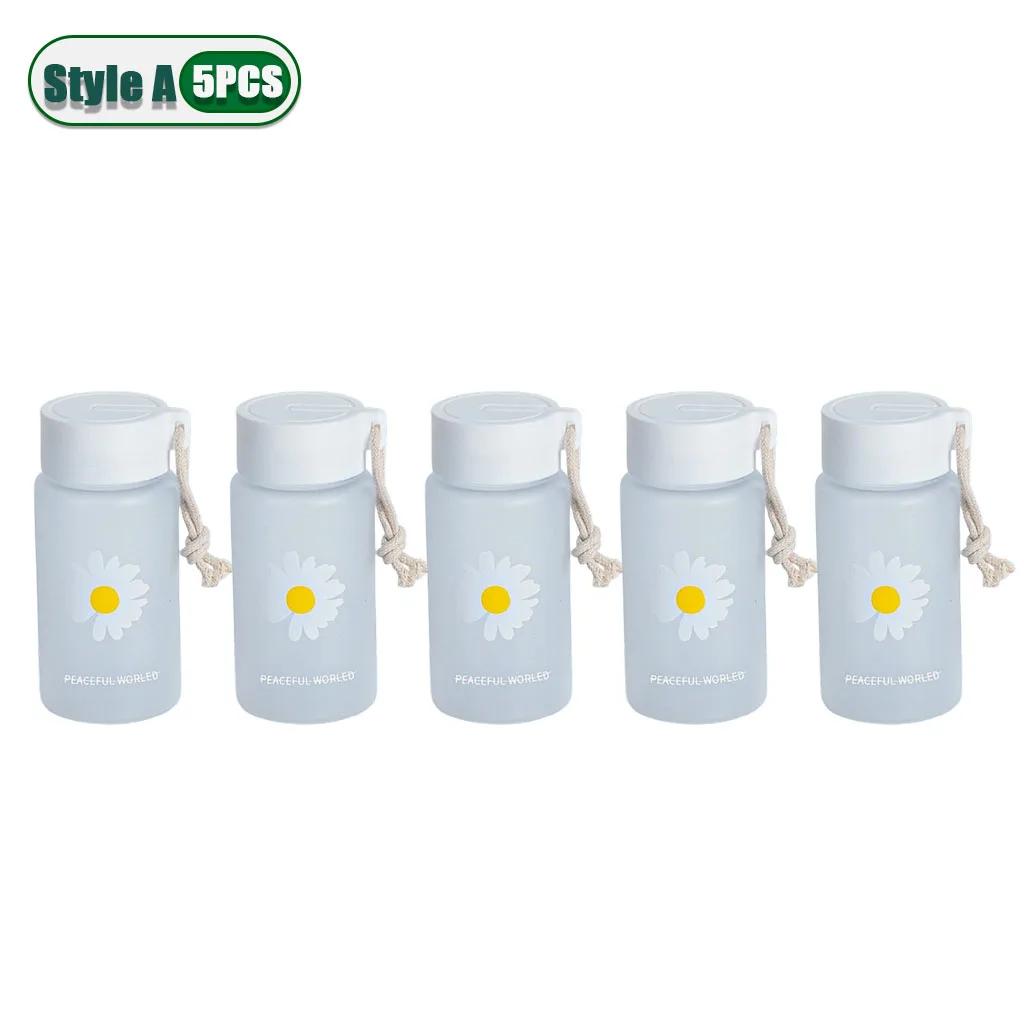 Small Daisy Frosted Plastic Mug Transparent Portable Travel Tea Cup BPA Free Cute Outdoor Girl Water Cup Children Water Bottle