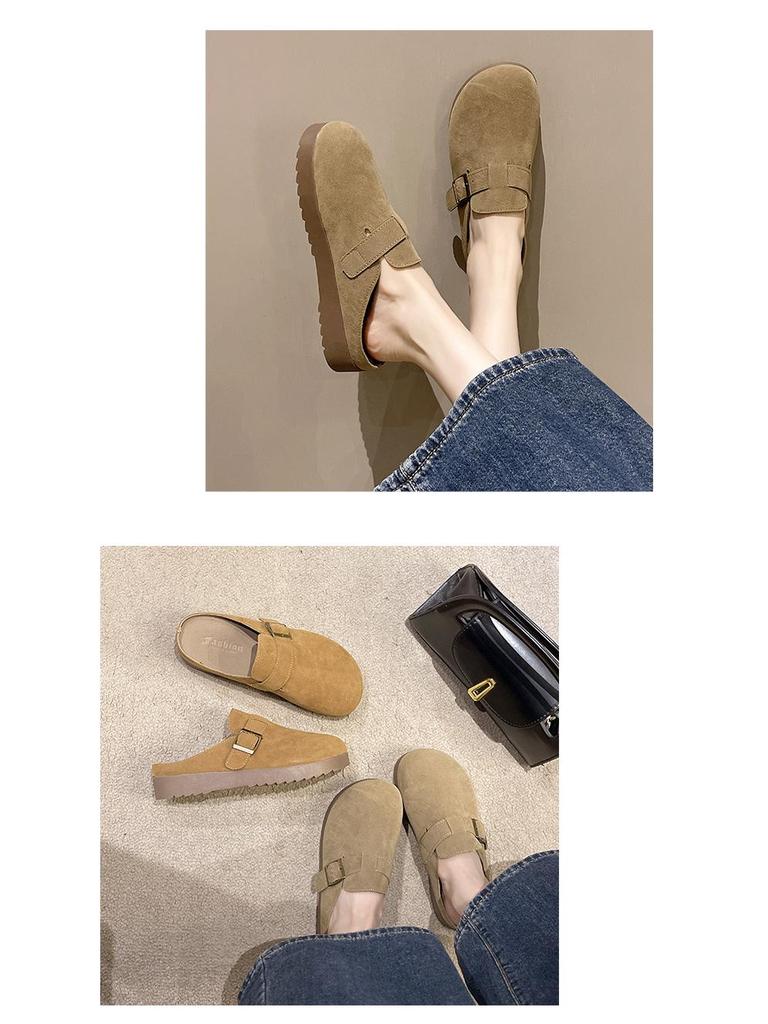 Dames 2025 Lente Retro Gesloten Teen Mule Pantoffels, Zacht & Antislip Dikke Zool Birkenstock-Stijl.