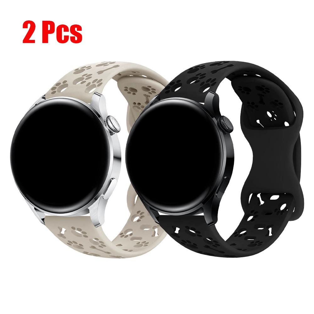 2 Pcs Straps for Samsung Galaxy watch 4/5/6/7 Engraved Dog Paw Bracelet Correa Wristband Belt HUAWEI watch GT 4/5/6/Pro Bands